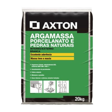 Argamassa Porcelanato Interno e Externo 20kg Branco Axton