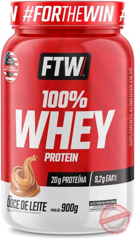 FTW 100% Whey Protein com Proteína Concentrada WPC FTW 100% Whey Protein com Proteína Concentrada WPC, Suplemento Alimentar Pós-Treino em Pó com Fonte de Proteína do Soro do Leite, Alto Valor Biológico, Sem Glúten – Pote 900g (Sabor Doce de Leite) - Imagem 1