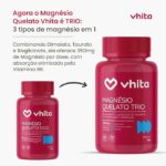 Magnésio Quelato Trio, Dimalato, Bisglicinato e Taurato com Vitamina B6 350mg Vhita 60 Cápsulas - Imagem 2