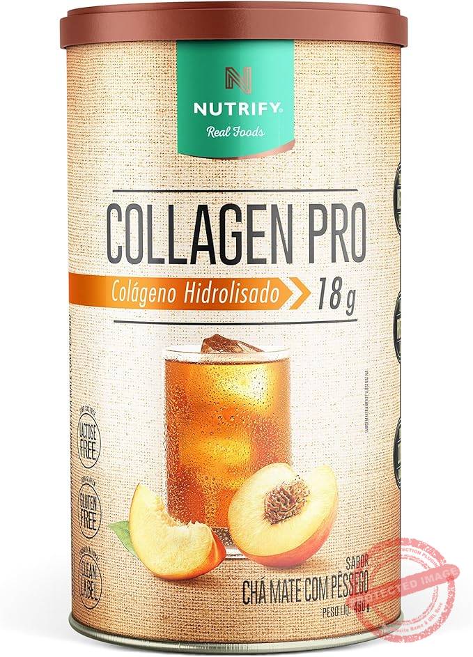 Nutrify - Collagen Pro - Colágeno Hidrolisado com Proteína - Sem Glúten, Sem Açúcar e Lactose - Sabor Chá Mate com Pêssego - 450g Nutrify - Collagen Pro - Colágeno Hidrolisado com Proteína - Sem Glúten, Sem Açúcar e Lactose - Sabor Chá Mate com Pêssego - 450g - Imagem 1
