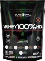 Refil Whey 100% Hd Morango 900G, Black Skull