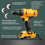 Blackultra Parafusadeira e Furadeira à Bateria 21V Conjunto de Furadeira Elétrica Sem Fio com Bateria e Carregador, Kit de 24 Acessórios e Maleta, Luzes LED, 2 Baterias, Amarelo (21V) - Imagem 2