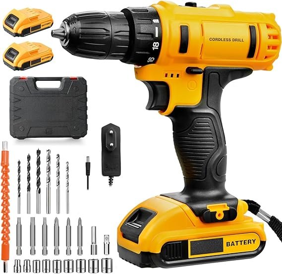 Blackultra-Parafusadeira-e-Furadeira-a-Bateria-21V-Conjunto-de-Furadeira-Eletrica-Sem-Fio-com-Bateria-e-Carregador-Kit-de-24-Acessorios-e-Maleta-Luzes-LED-2-Baterias-Amarelo-21V.jpg Blackultra Parafusadeira e Furadeira à Bateria 21V Conjunto de Furadeira Elétrica Sem Fio com Bateria e Carregador, Kit de 24 Acessórios e Maleta, Luzes LED, 2 Baterias, Amarelo (21V) - Imagem 1