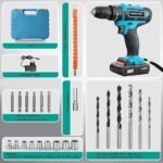 Parafusadeira e Furadeira à Bateria 21V com 2 Baterias e Carregador, 2 Velocidades Variáveis, Luzes LED, Kit de 25 Acessórios e Maleta, Conjunto Completo para Perfuração e Parafusamento, Azul - Imagem 3