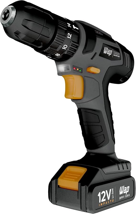 WAP-Parafusadeira-e-Furadeira-com-Impacto-a-Bateria-12V-BPFI-12K4-Kit-de-13-Acessorios-e-Maleta-Torque-18-Niveis-Bivolt.jpg WAP Parafusadeira e Furadeira com Impacto à Bateria 12V BPFI-12K4, Kit de 13 Acessórios e Maleta, Torque 18 Níveis, Bivolt - Imagem 1